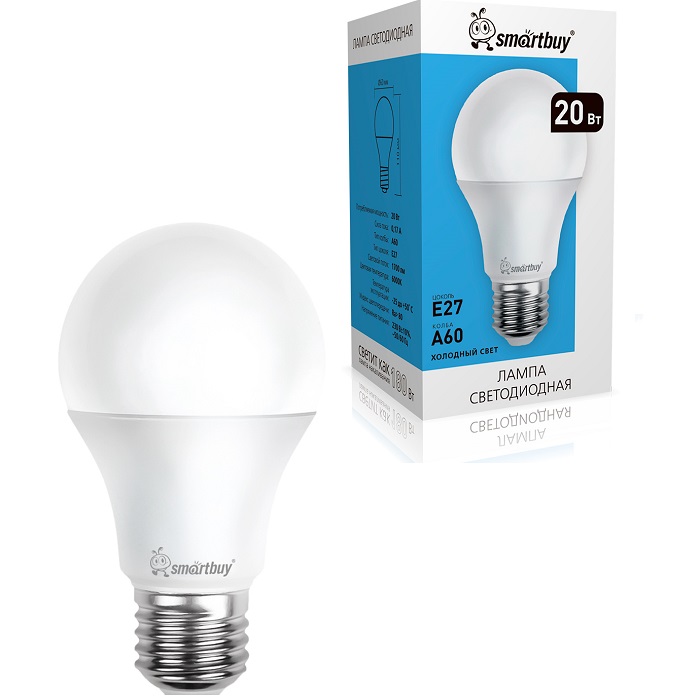 Лампа светодиодная SMARTBUY A60 20W/6000/E27
