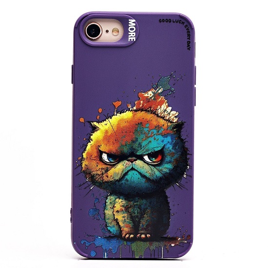 Задняя накладка SC335 для iPhone 7/8/SE 2022  (кот) (violet) (227099)