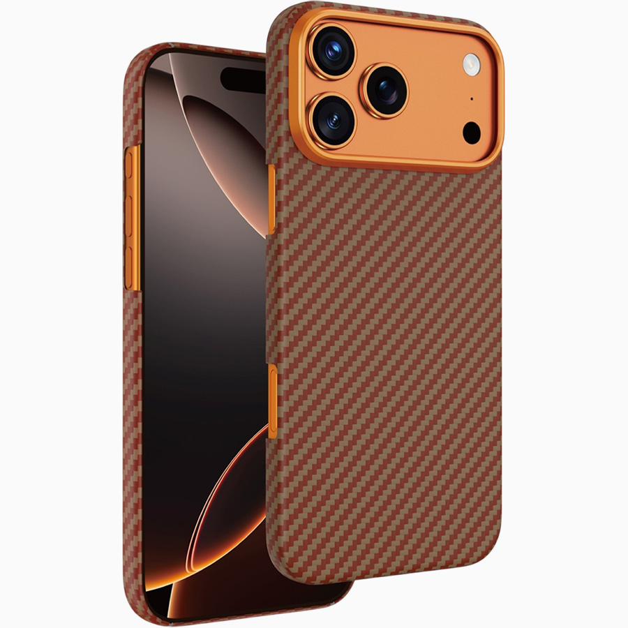Задняя накладка KEEPHONE KEVILAR DIAGO MAGSAFE для iPhone 17 Pro Max Coral Orange Twill
