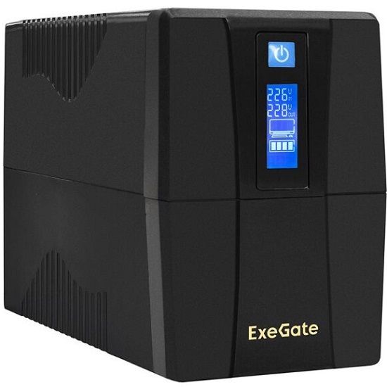 Источник бесперебойного питания EXEGATE EP212515RUS Power Smart ULB-600 LCD <600VA, Black, 2 евророзетки, USB>
