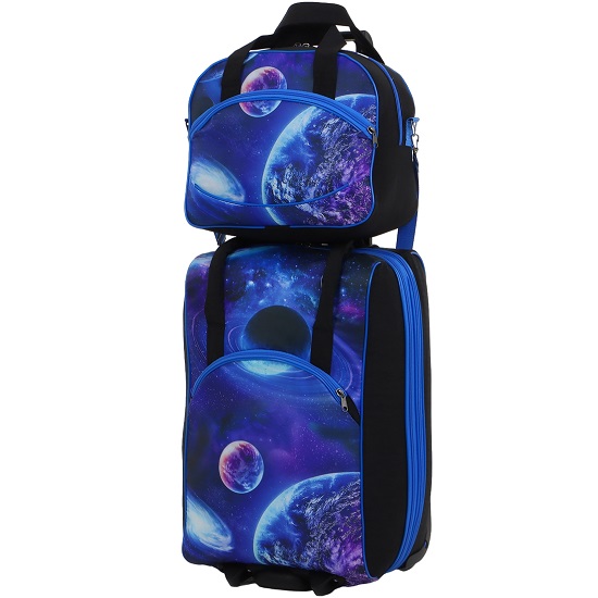 Чемодан малый 37 л (S) с сумкой Sacvoyage, отдел на молнии, с расширением, цвет синий