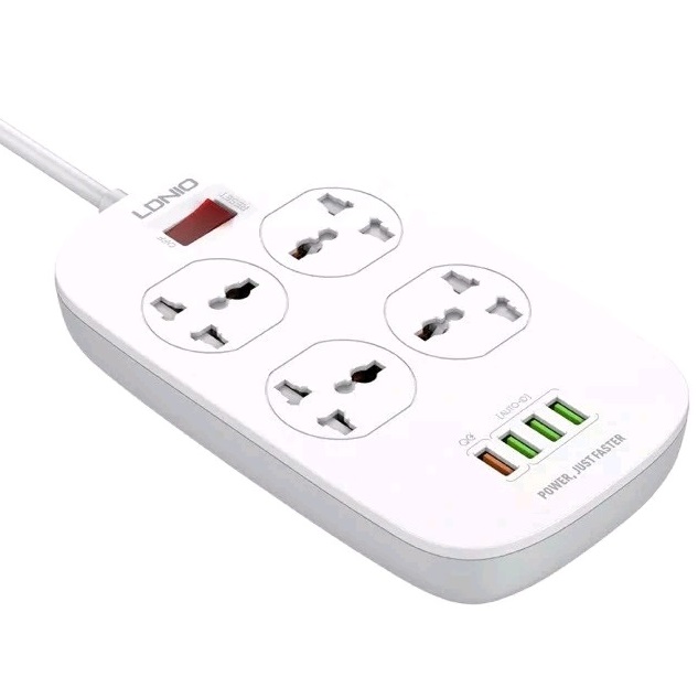 Сетевой фильтр  2.0м LDNIO SC4407 EU, белый, 4 розетки,4USB, 3.1A