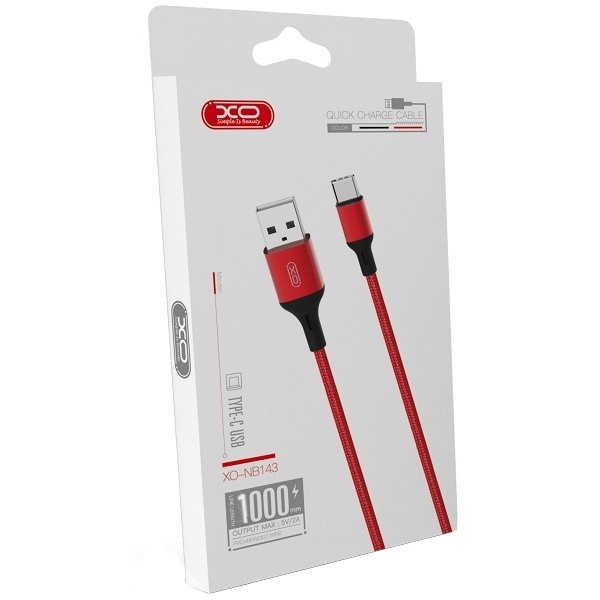 Кабель USB <--> Type-C  1.0м XO-NB143 красный
