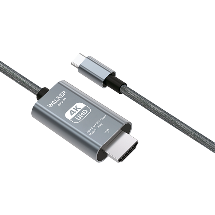 Кабель HDMI <--> Type-C 2.0м WALKER WHD-57 серый