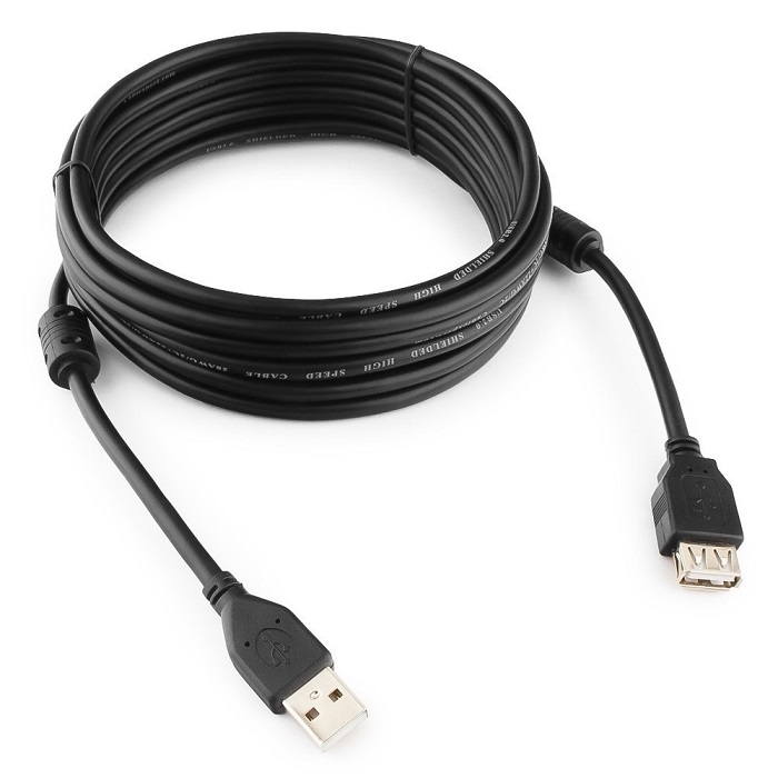 Кабель-удлинитель USB  1.8м CABLEEXPERT (EX-CCF-USB2-AMAF-1.8F), позолоченные контакты, ферритовые кольца