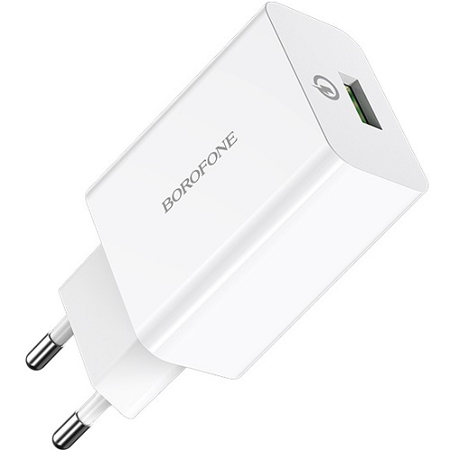Сетевое ЗУ 1USB 3A BOROFONE BA21A, Long белый, QC3.0