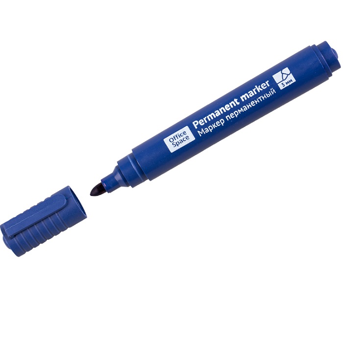 Маркер перманентный OfficeSpace "8004А" синий, пулевидный, 3мм 265703