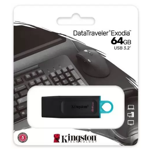 USB 64Gb Kingston DataTraveler Exodia чёрный/бирюзовый 3.2