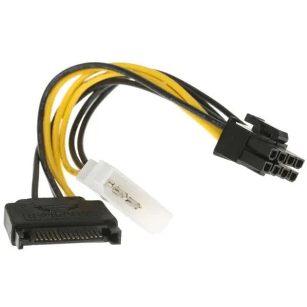 Переходник питания для PCI-Ex видеокарт ORIENT C578 Molex 4pin (M) + SATA 15pin (M) -> 8pin (6pin+2pin)