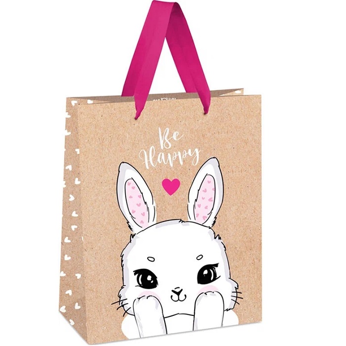 Пакет подарочный 18*23*10см MESHU "Funny bunny", отд. фольгой, крафт MS_45698