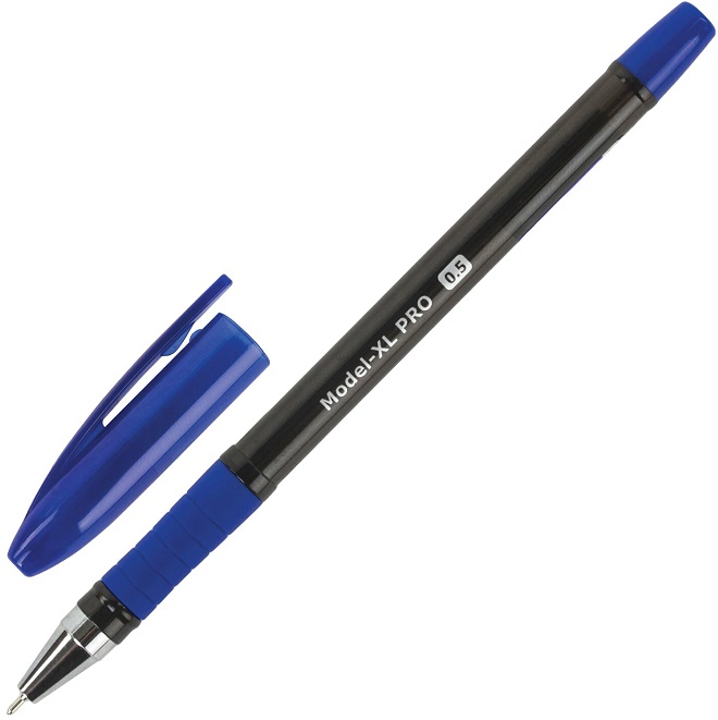 Ручка шариковая масляная с грипом BRAUBERG "Model-XL PRO", СИНЯЯ, узел 0,5 мм, линия письма 0,25 мм, 143249