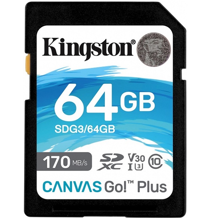 SD 64Gb Kingston Class 10 UHS-I U3 V30 Canvas Go Plus G4 200R V30