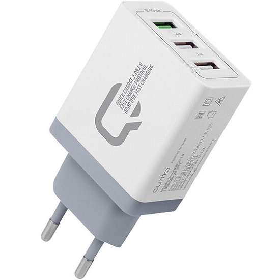 Сетевое ЗУ 3USB QUMO Charger 0019, белый, 30Вт