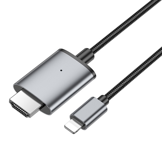 Кабель HDMI >--< Lightning  2.0м HOCO UA27 Metal Grey