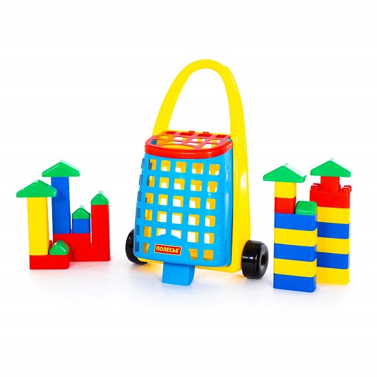 Забавная тележка + конструктор "Беби" (38 элементов)