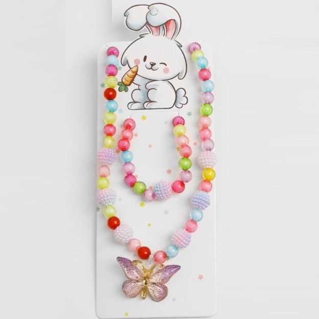 Набор детский "Выбражулька" 2 пред-та: кулон, браслет, сахарная бабочка, цветной   9862522