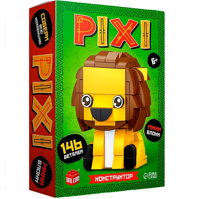 Конструктор «PIXI. Лев», животные, мини блоки, 146 деталей