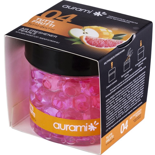 Ароматизатор AURAMI ЖЕМЧУЖИНЫ тутти-фрутти, банка, гель, 100гр