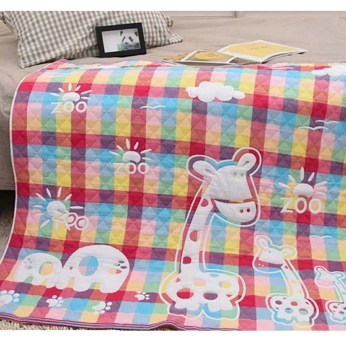 Плед детский 110*110 хлопковый двухсторонний, розовый