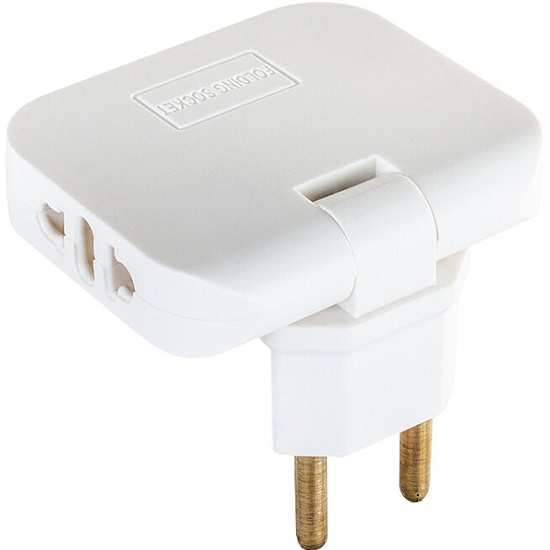 Переходник WALKER WH-03 в розетку, поворотный, плоский, белый