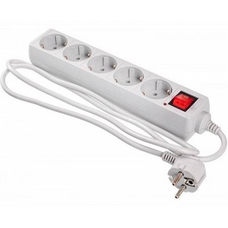 Сетевой фильтр  1.5м BURO 500SL-1.5-G 5 розеток, 1.5м  серый (пакет)