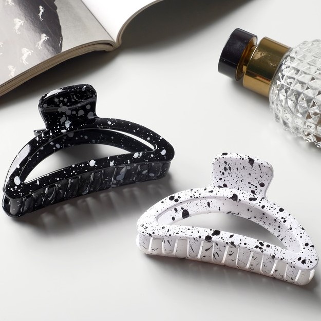 Краб для волос "Пелагея" дуга, 8 см, белый и чёрный 7862175