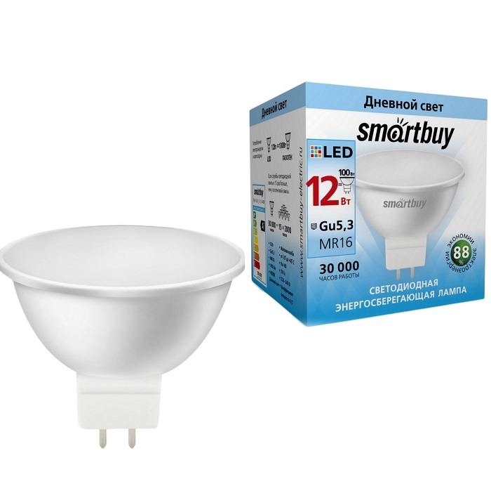 Лампа светодиодная SMARTBUY GU5.3 12W/4000K (SBL-GU5_3-12-40K)