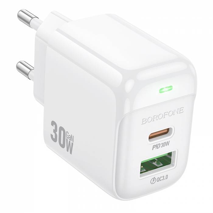 Сетевое ЗУ 1USB/1Type-C 3A BOROFONE BAS45A White, 30Вт