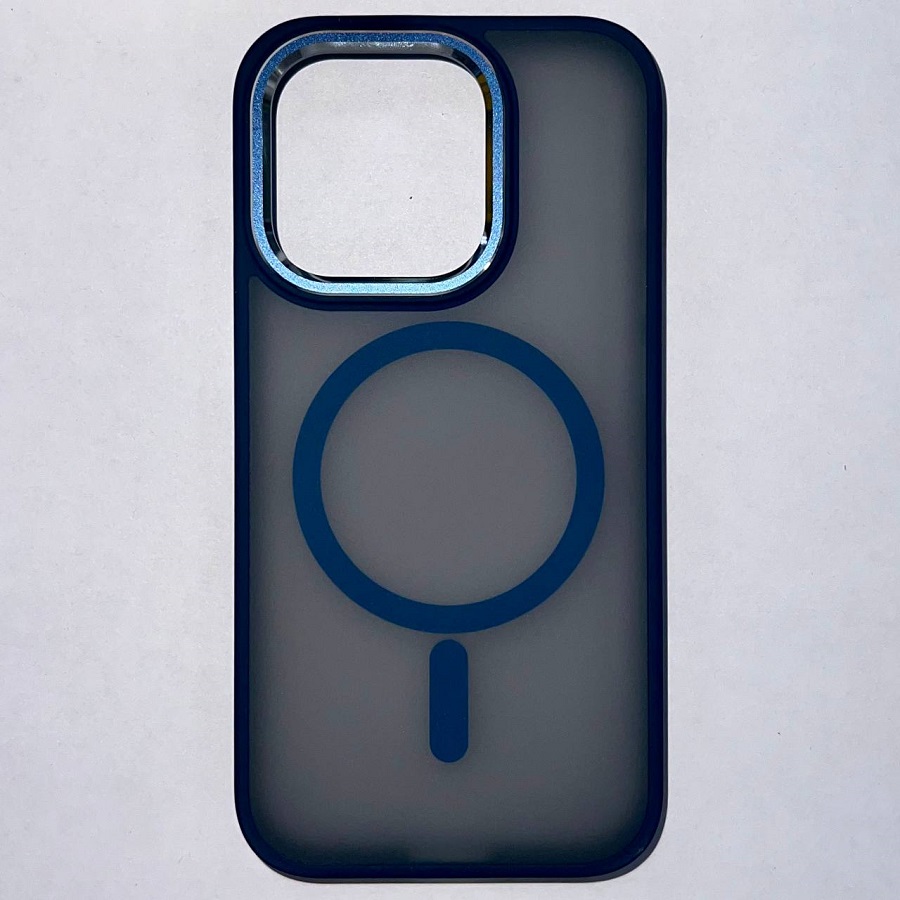 Задняя накладка COSMIC COLOR DUAL Magsafe для iPhone 15 PRO (2023) черный-т.синий , защита камеры