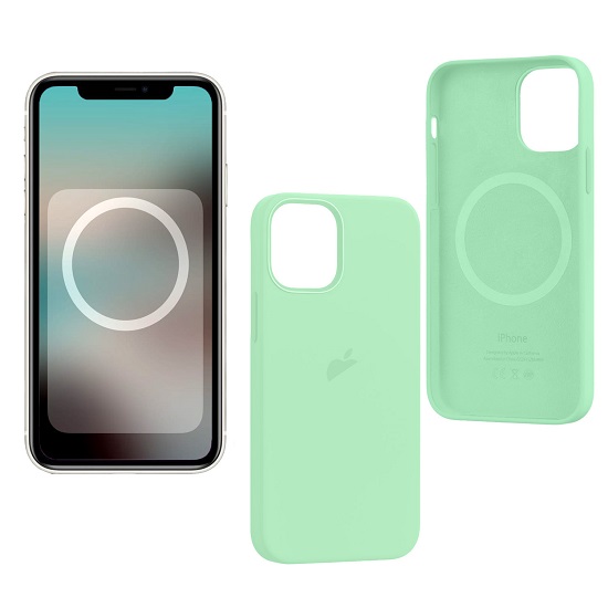 Задняя накладка Silicone Casе для iPhone 12 Pro Max Pistachio (MagSafe + анимация NFC) c LOGO