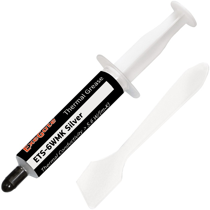 Термопаста ExeGate ETS-6WMK Silver, шприц с лопаткой, 8г