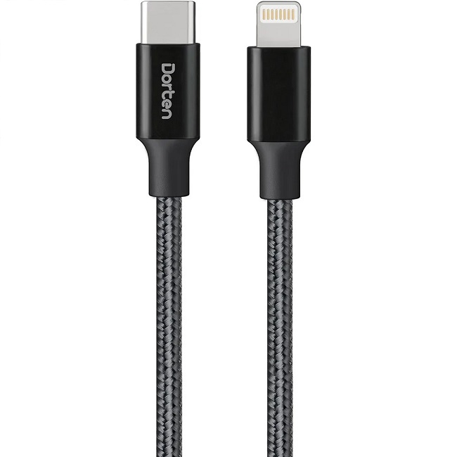 Кабель Lightning <--> Type-C  1.2м DORTEN Metallic Series черный, 30W (DN400302)