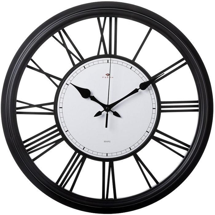 Часы настенные РУБИН "Классика" круг d=40см, корпус чёрный 94014-003)