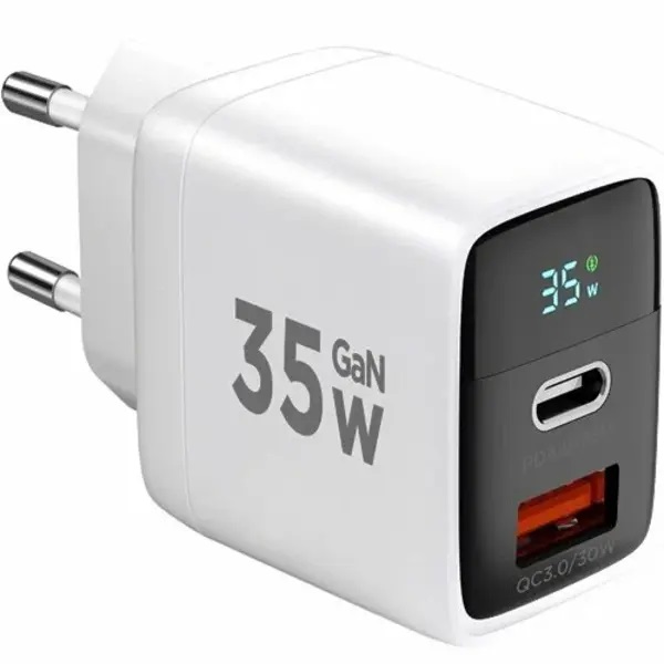 Сетевое ЗУ 1USB/1Type-C Cablexpert MP3A-PC-52, белый, 35Вт GaN, QC4.0/PD3.0