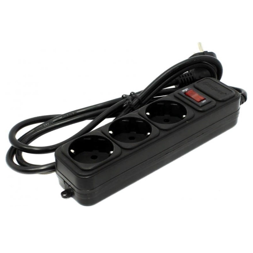 Сетевой фильтр  3.0м EXEGATE SP-3-3B, 3 розетки, евровилка, черный