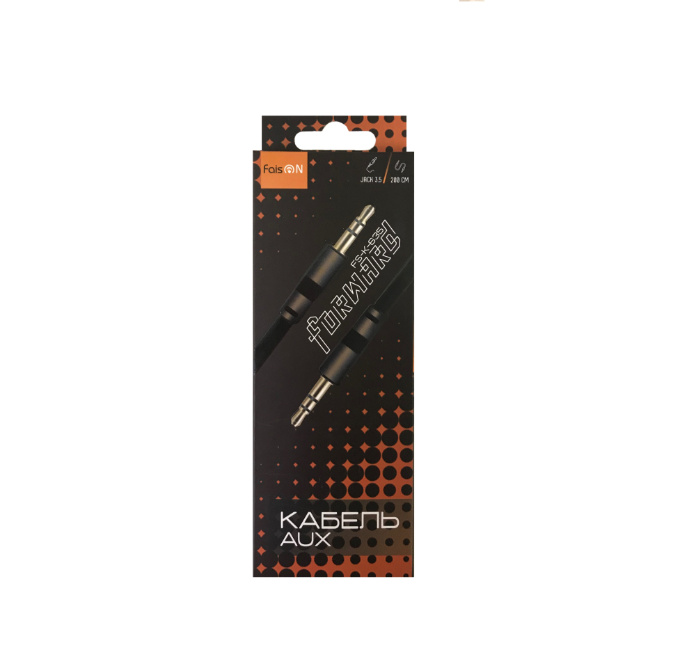 Кабель Jack 3.5 <--> Jack 3.5  2.0м FAISON FS-K-635, Forward, плоский, черный