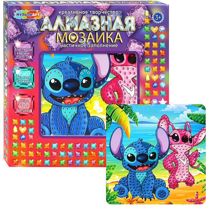 Алмазная мозаика 15*15 "Стич" в коробке УТМ01483349