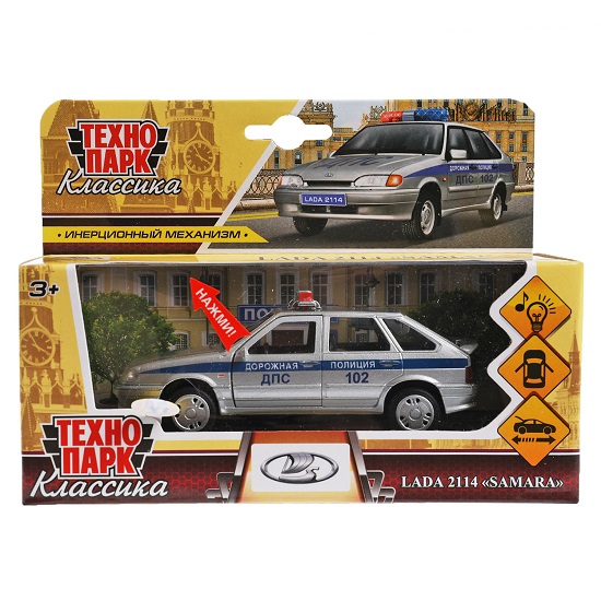Машина металл LADA-2114 "SAMARA" ПОЛИЦИЯ 12 см Технопарк 326426