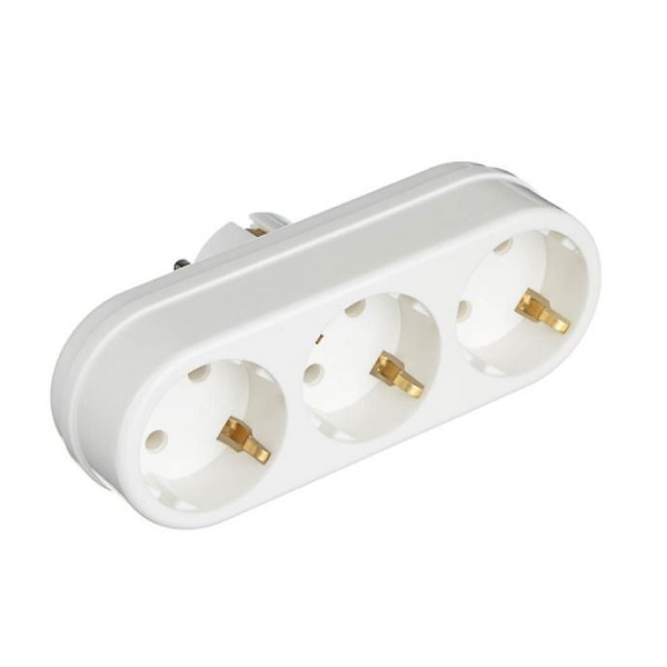 Тройник TOKER 3L 3гн. с/з в индивидуальной упаковке белый (1/40)