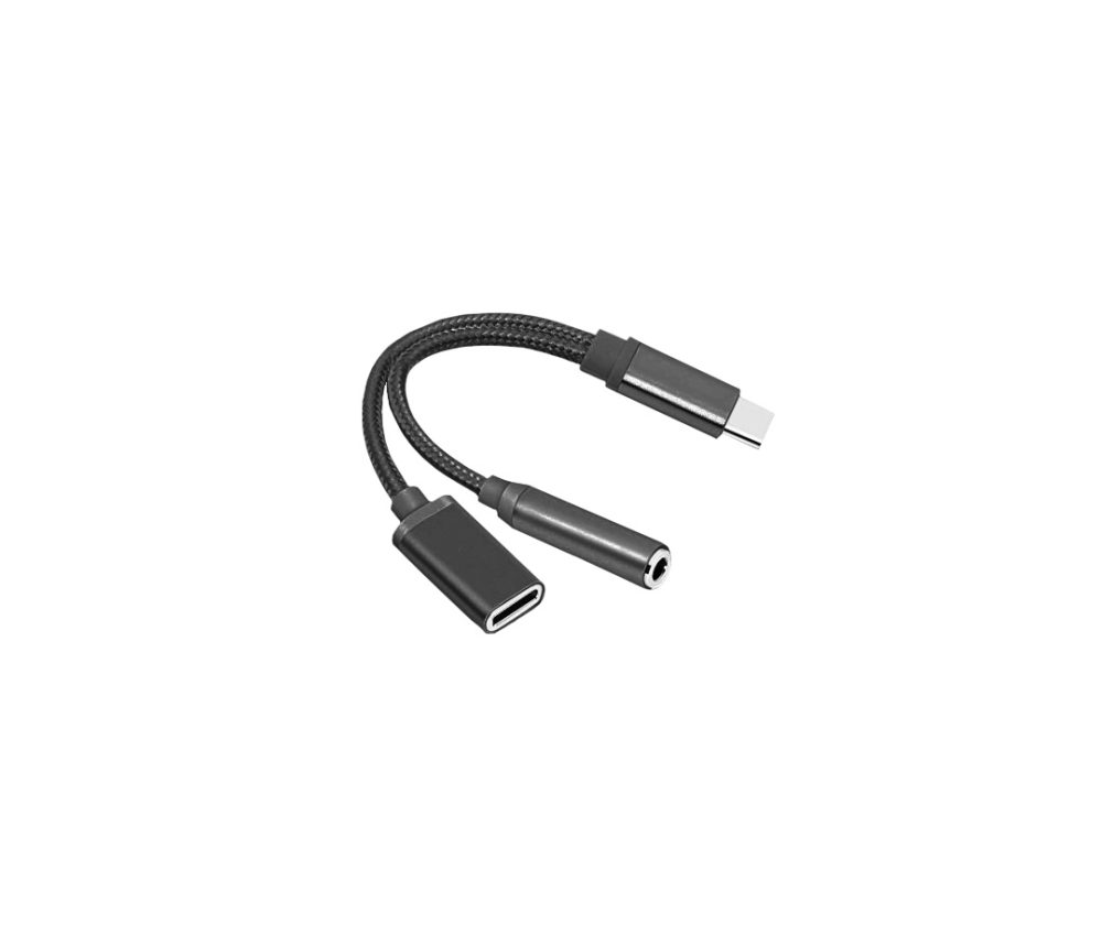 Переходник Jack 3.5  <--> Type-C/Type-C  0.15м АТОМ черный