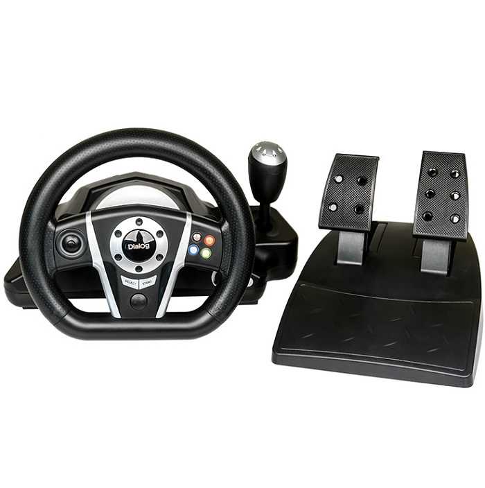 Руль Dialog GW-135VR GranTourismo - эф.вибрации, 2 педали, рычаг ПП, PC USB