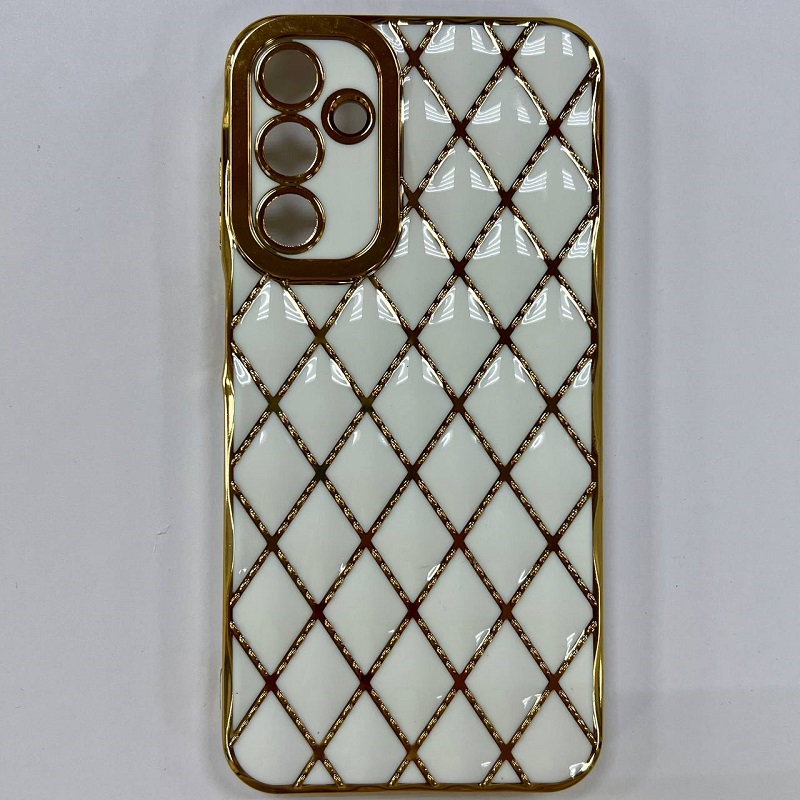 Задняя накладка NONAME для Samsung Galaxy A35 с золотистой окантовкой белый-золотой