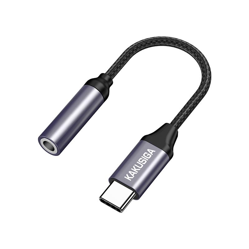 Переходник Jack 3.5 <--> Type-C Kakusiga KSC-428 черный