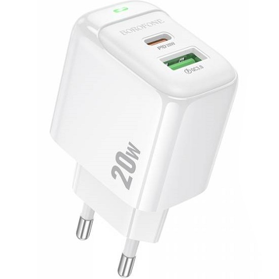 Сетевое ЗУ 1USB/1Type-C 3A BOROFONE BAS44A Potential PD20W, белый