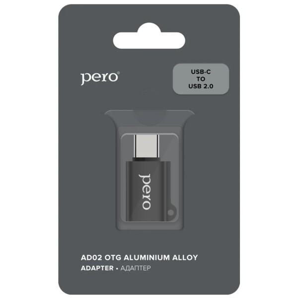 Переходник OTG PERO AD02 Type-C черный