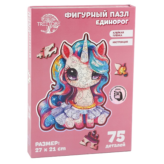 Пазлы деревянные фигурные детские «Сказочный единорожик», 75 эл 9888199