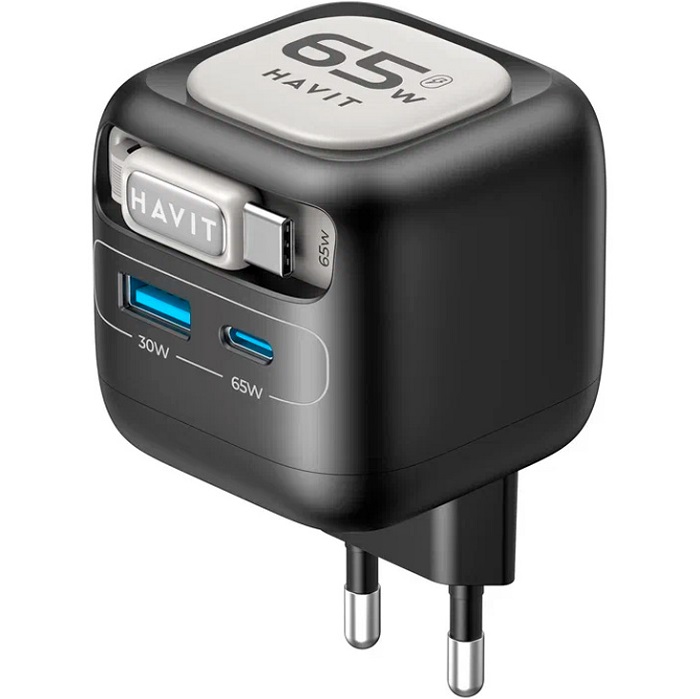 Сетевое ЗУ 1USB/1Type-C HAVIT UC253 Black, Type-C, 65W