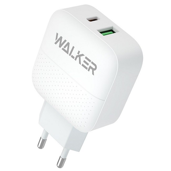 Сетевое ЗУ 1USB/1Type-C 3.4A WALKER WH-37 белое, QC 3.0+PD