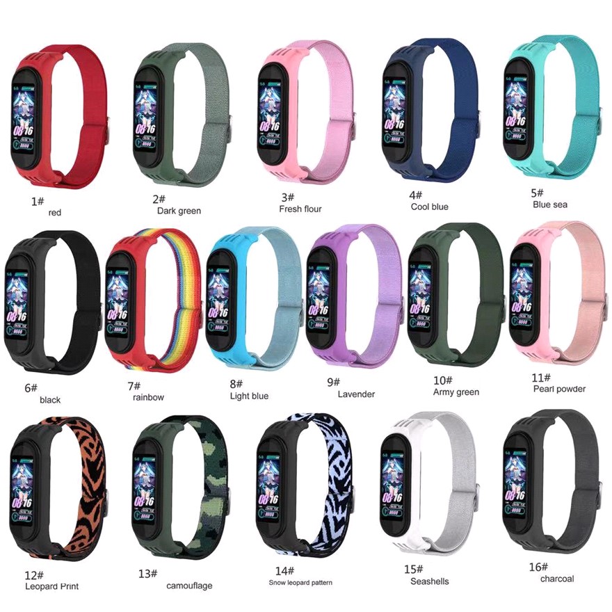 Нейлоновый ремешок ISA для Mi Band 3/4/5/6 Nylon #4318 Мятный с голубым