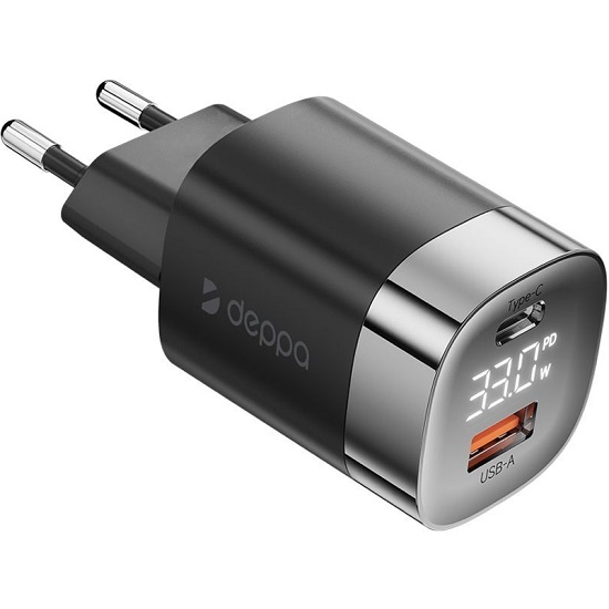 Сетевое ЗУ 1USB/1Type-C DEPPA 11439, черный, 33Вт